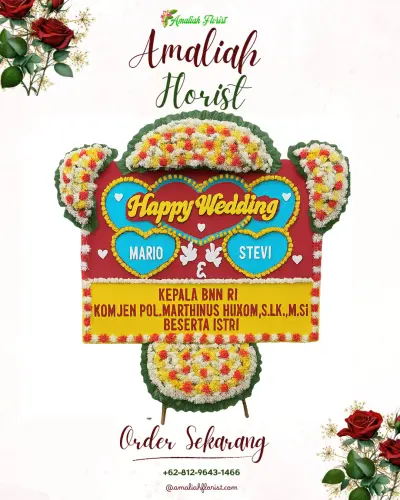 Karangan Papan Bunga Pernikahan di Malangsuko